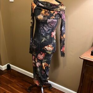 Fuzzi Long Sleeve Mesh Dress